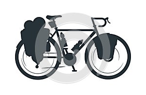 Touring bike vector silhouette illustration