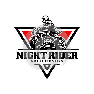 Touring biker riding motorcycle logo vector