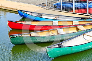 Touring canoes moored at Shadwell Basin