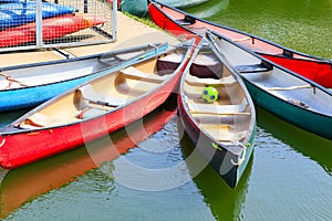 Touring canoes moored at Shadwell Basin