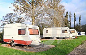 Touring caravans on site photo