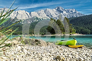 Touring Kayak on the Scenic Eibsee Lake in Bavaria Germany