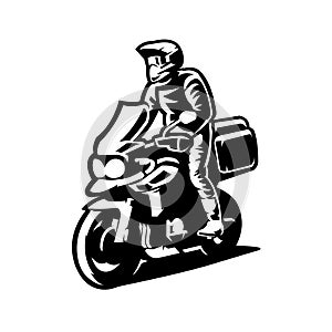 Touring motorbike silhouette vector adventure isolated on white background