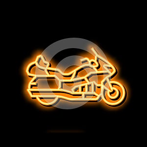 touring motorcycle neon glow icon illustration