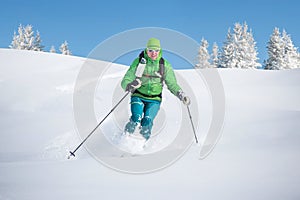 Touring skier in the alps