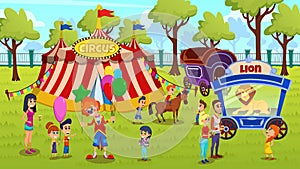 Touring Traveling Circus Cartoon Vector Concept