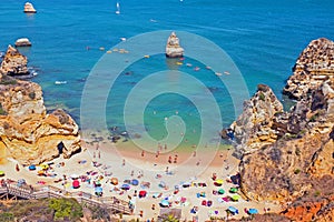 Tourism in the Algarve at Praia D`Ana in Lagos Portugal