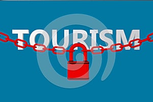 Tourism ban concept chain padlock