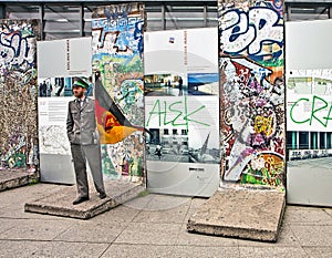 Tourism in Berlin - A piece of Historic Berlin wall at Potsdamer Platz in Berlin