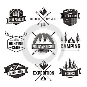 Tourism emblems labels set