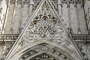 Tourism, Facade of the Cathedral of Barcelona located in the old