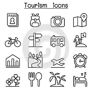 Tourism icon set in thin line style