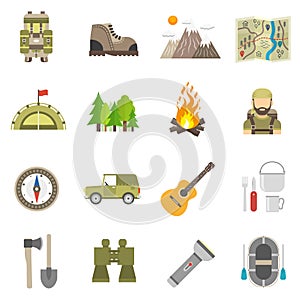 Tourism Icons Flat Set