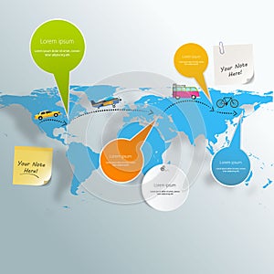 Tourism infographic elements set with world map travel destinations vector illustration