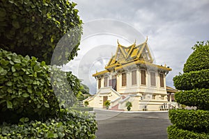 Tourism Khmer style roof architecture in Royal Palace, Phnom Penh, Cambodia, Asia.