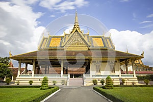 Tourism Khmer style roof architecture in Royal Palace, Phnom Penh, Cambodia, Asia.