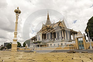 Tourism Khmer style roof architecture in Royal Palace, Phnom Penh, Cambodia, Asia.