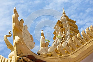 Tourism Khmer style roof architecture in Royal Palace, Phnom Penh, Cambodia, Asia.