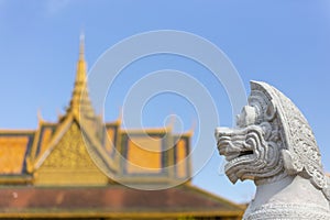 Tourism Khmer style roof architecture in Royal Palace, Phnom Penh, Cambodia, Asia.