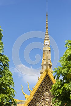 Tourism Khmer style roof architecture in Royal Palace, Phnom Penh, Cambodia, Asia.