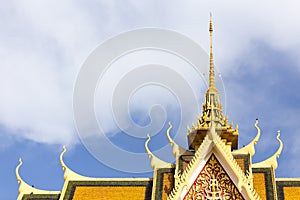 Tourism Khmer style roof architecture in Royal Palace, Phnom Penh, Cambodia, Asia.