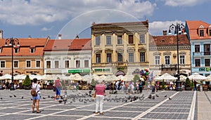 Tourism on Piata Sfatului at Brasov