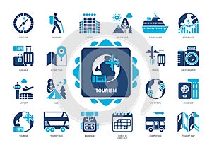 Tourism solid icon set