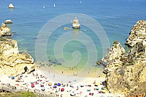 Tourism at the southcoast near Lagos in Portugal photo