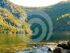 Tourism and travel. Landscape and fjord in Norway.