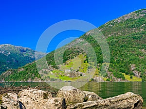 Tourism and travel. Landscape and fjord in Norway.