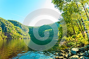 Tourism and travel. Mountains and fjord in Norway.