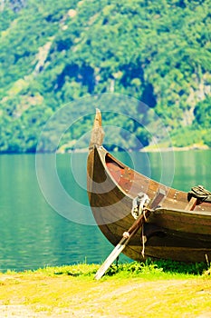 Tourism and travel. Mountains and fjord in Norway.