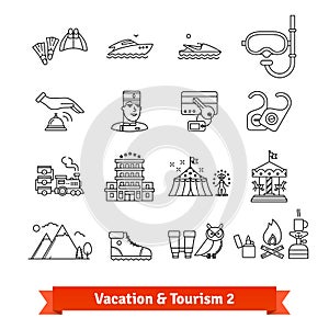 Tourism and vacation recovery. Thin line icons set photo