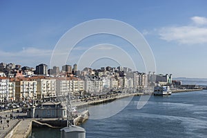 Tourism, View of the Santander Bay in Spain. Cantabrian Sea north of the Iberian Peninsula