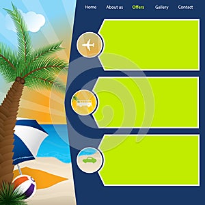 Tourism website template with summer offers