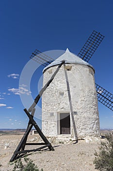 Tourism, windmills of Consuegra in Toledo, Spain. They served to