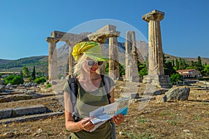 Tourist in Ancient Corinth