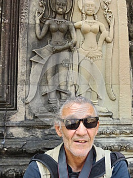 Tourist in Angor Wat, Cambodia