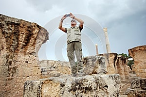 Tourist in Antonine Baths