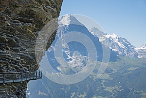 Tourist attraction cliff walk Grindelwald First, switzerland