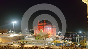 Long shot of Gateway of India at night