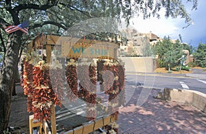 Tourist attraction with red chilies in Town Square, Santa Fe, NM photo