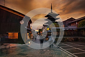 Tourist attraction of yasaka shrine street one of most popular traveling destination in kyoto japan