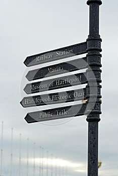 Tourist attractions sign post, Hartlepool, England