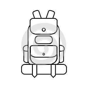 The tourist backpack icon. An important part of the equipment for outdoor activities and tourism.