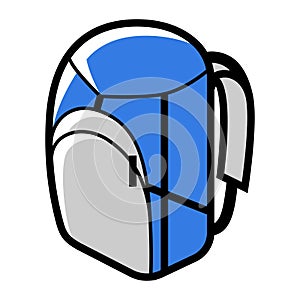 Tourist backpack icon. Travel camping equipment for survival in outdoor.