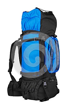 Tourist backpack on white