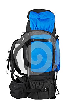 Tourist backpack on white background