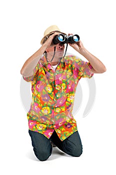 Tourist with binocular