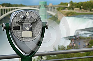 Tourist binocular viewer in Niagara Falls from New York State, U